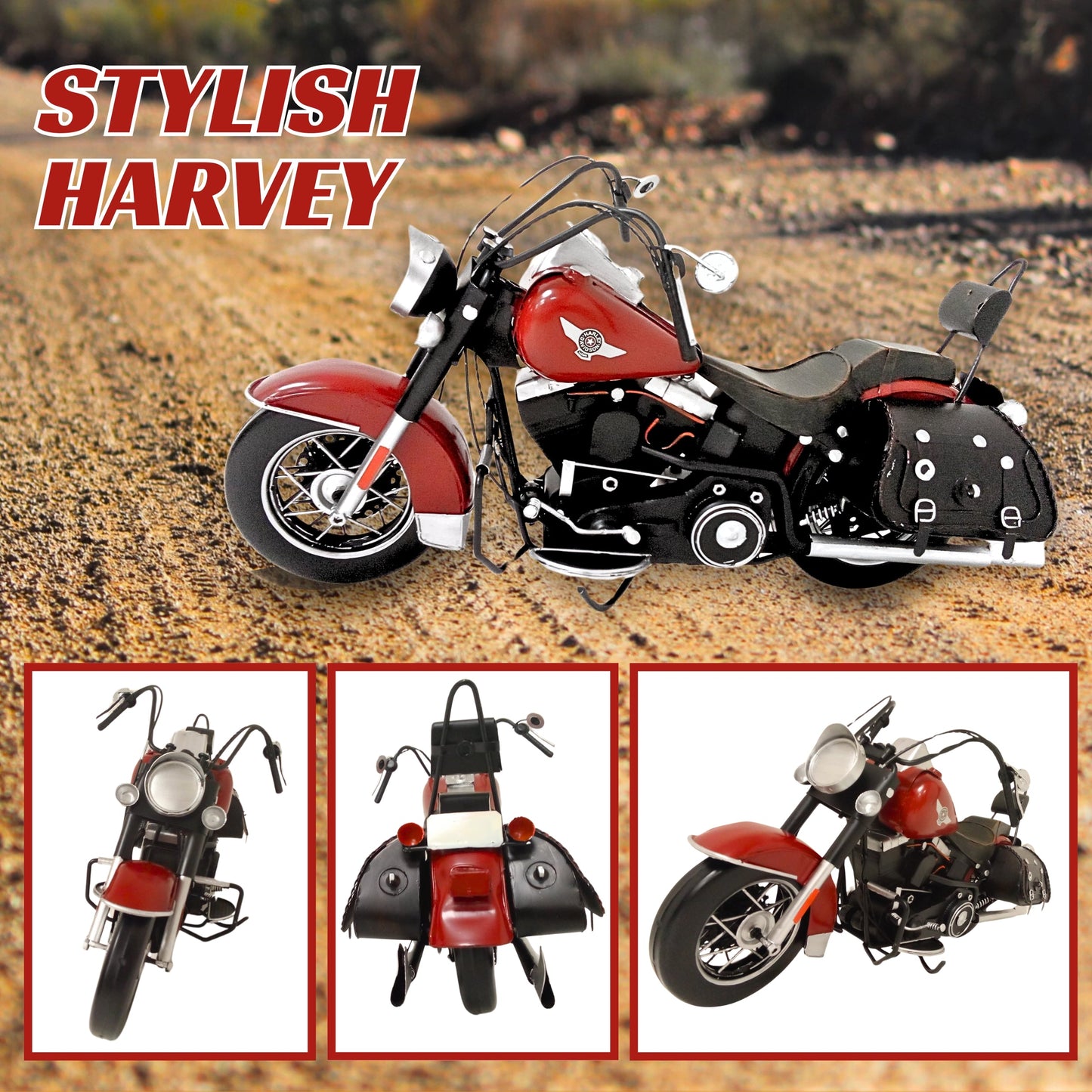 Vintage Harley-Style Motorcycle Large Model | Assembled | Collectible Gift | Quick Delivery - - Authentic Replicas & Models