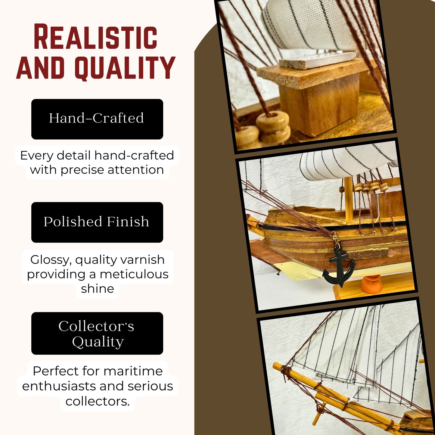 Confection Sailing Ship Model 1C – Handmade Wooden Display Ship 45 cm