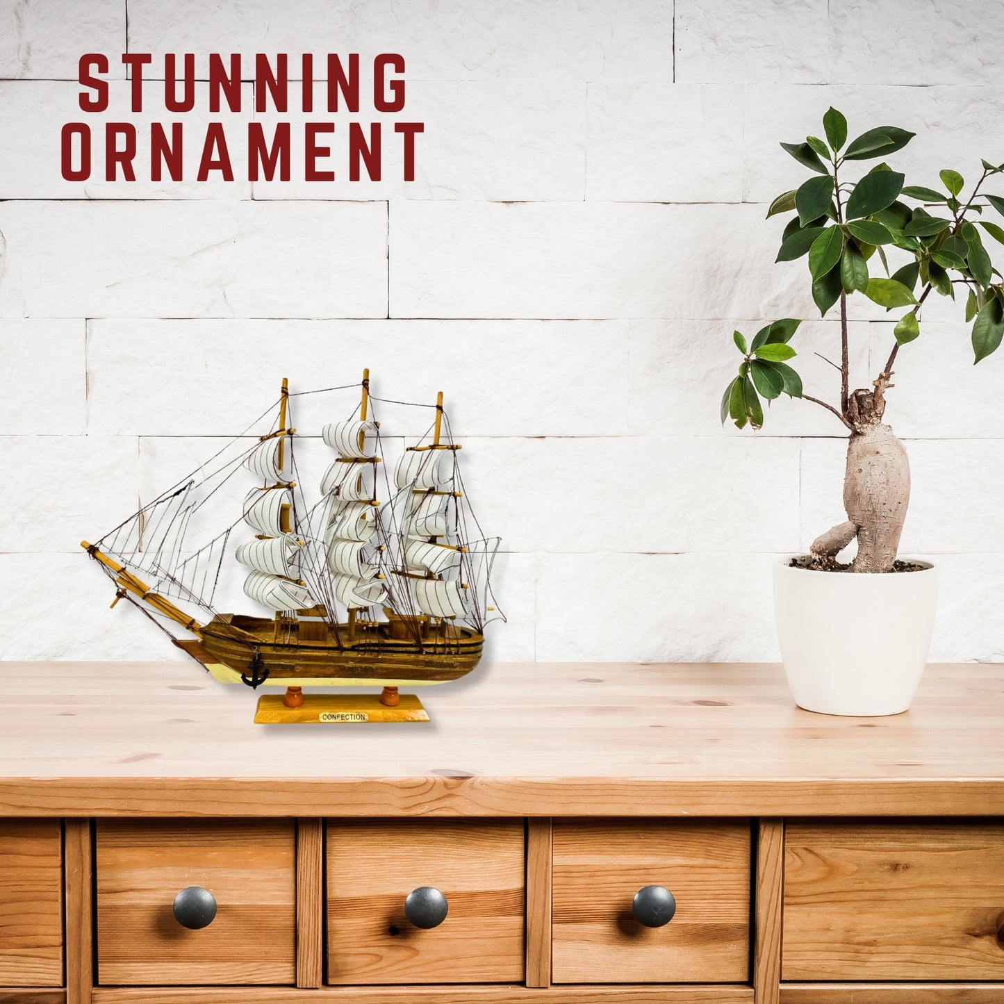 Confection Sailing Ship Model 1C – Handmade Wooden Display Ship 45 cm