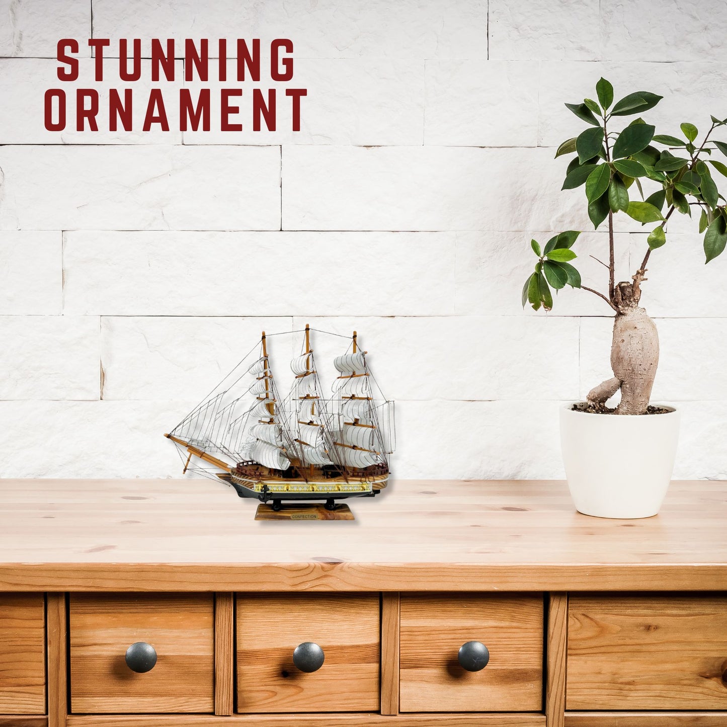 Confection Sailing Ship Model 1D Handmade Wooden Display Ship 44 cm