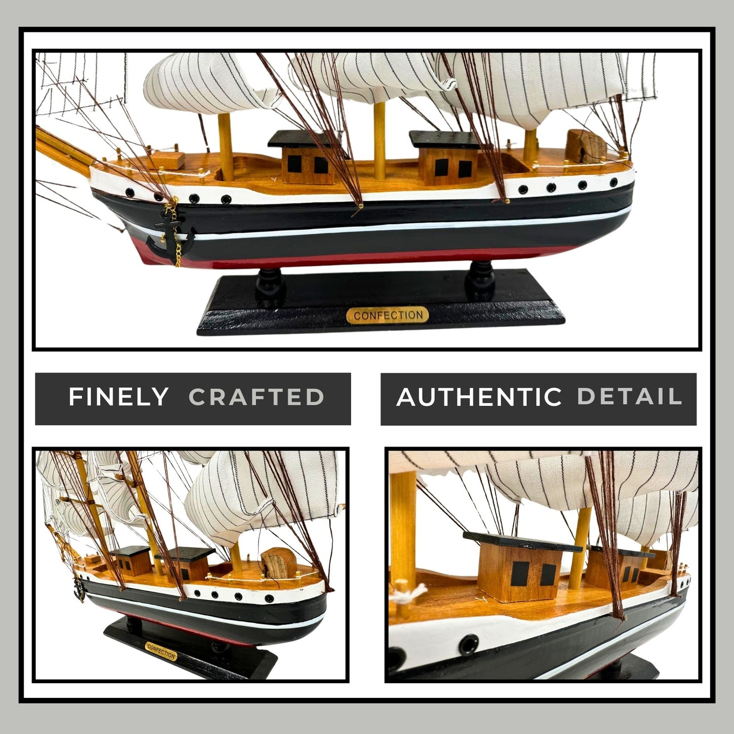 Confection Sailing Ship Model 1E – Handmade Wooden Display Ship 50 cm