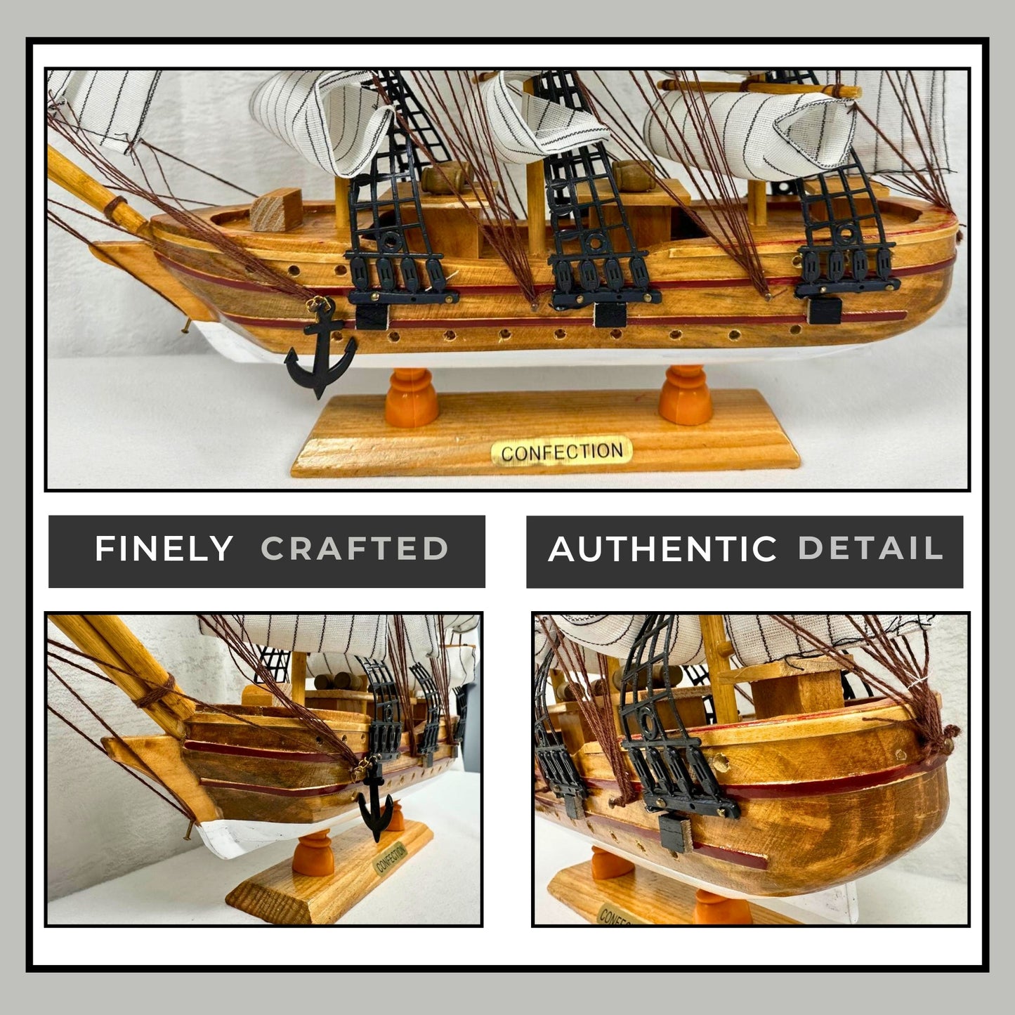 Confection Sailing Ship Model 1F – Handmade Wooden Display Ship 45 cm