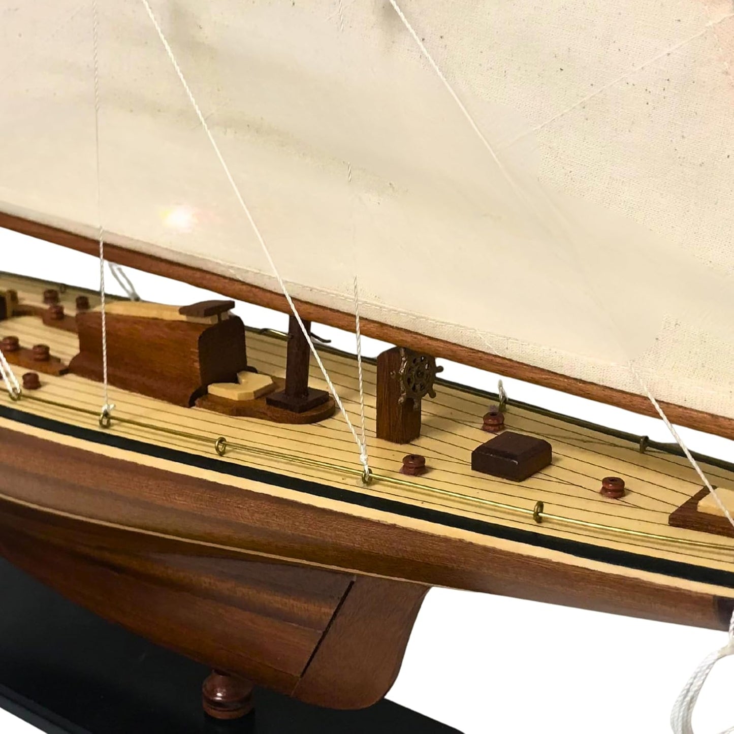 Endeavour Wooden Sailboat Model – Handmade Nautical Collectible 90 × 70 × 12 cm