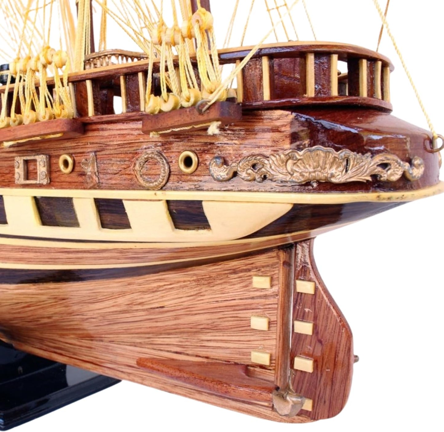 French Naval Sailing Ship Model – Handmade Wooden Display 78 cm