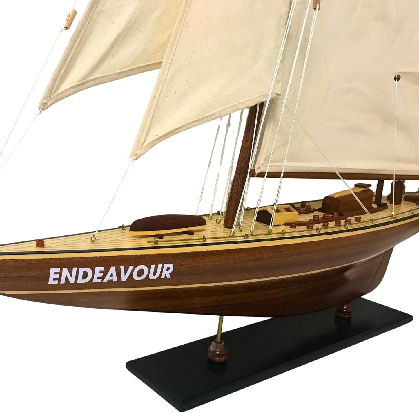 Endeavour Wooden Sailboat Model – Handmade Nautical Collectible 90 × 70 × 12 cm