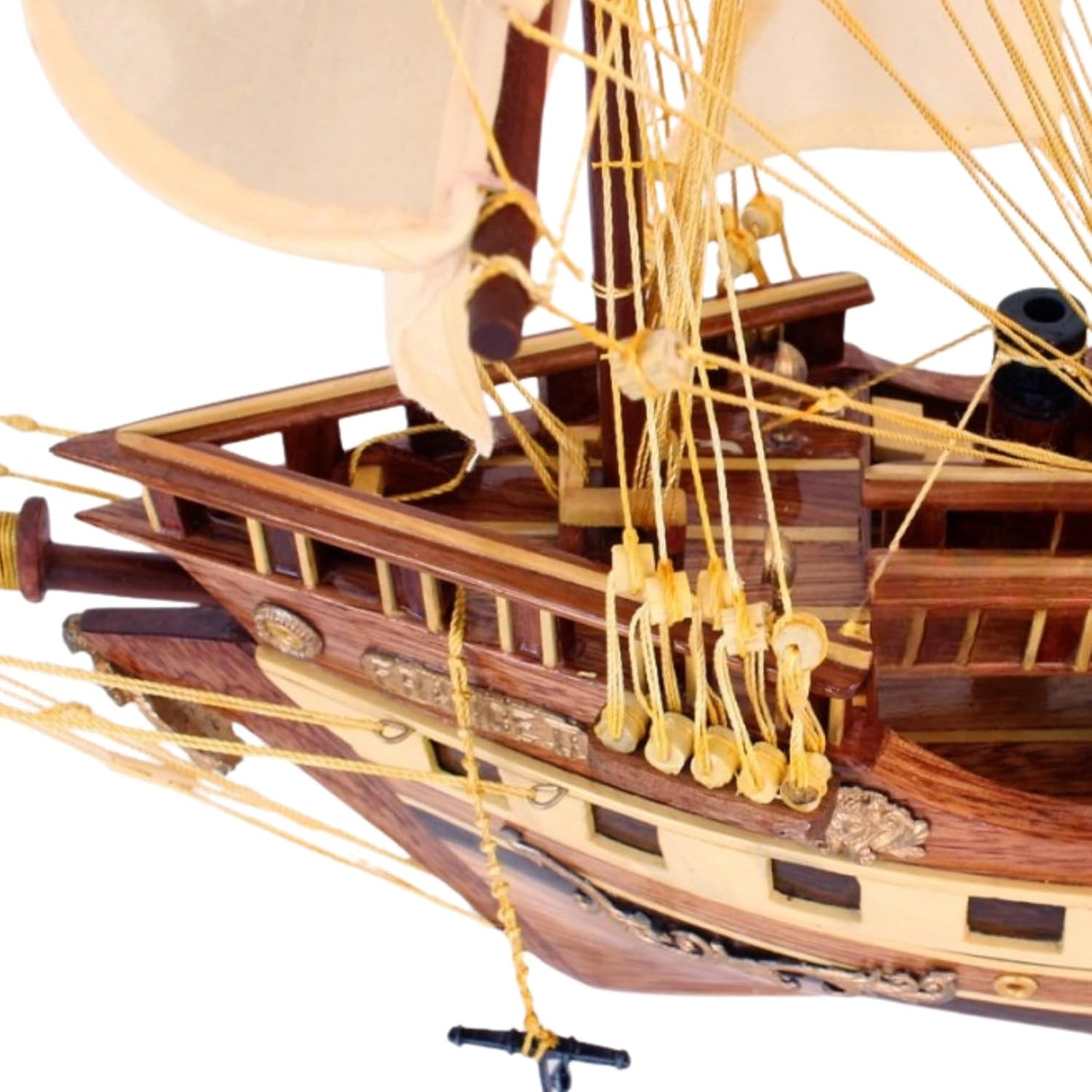 French Naval Sailing Ship Model – Handmade Wooden Display 78 cm