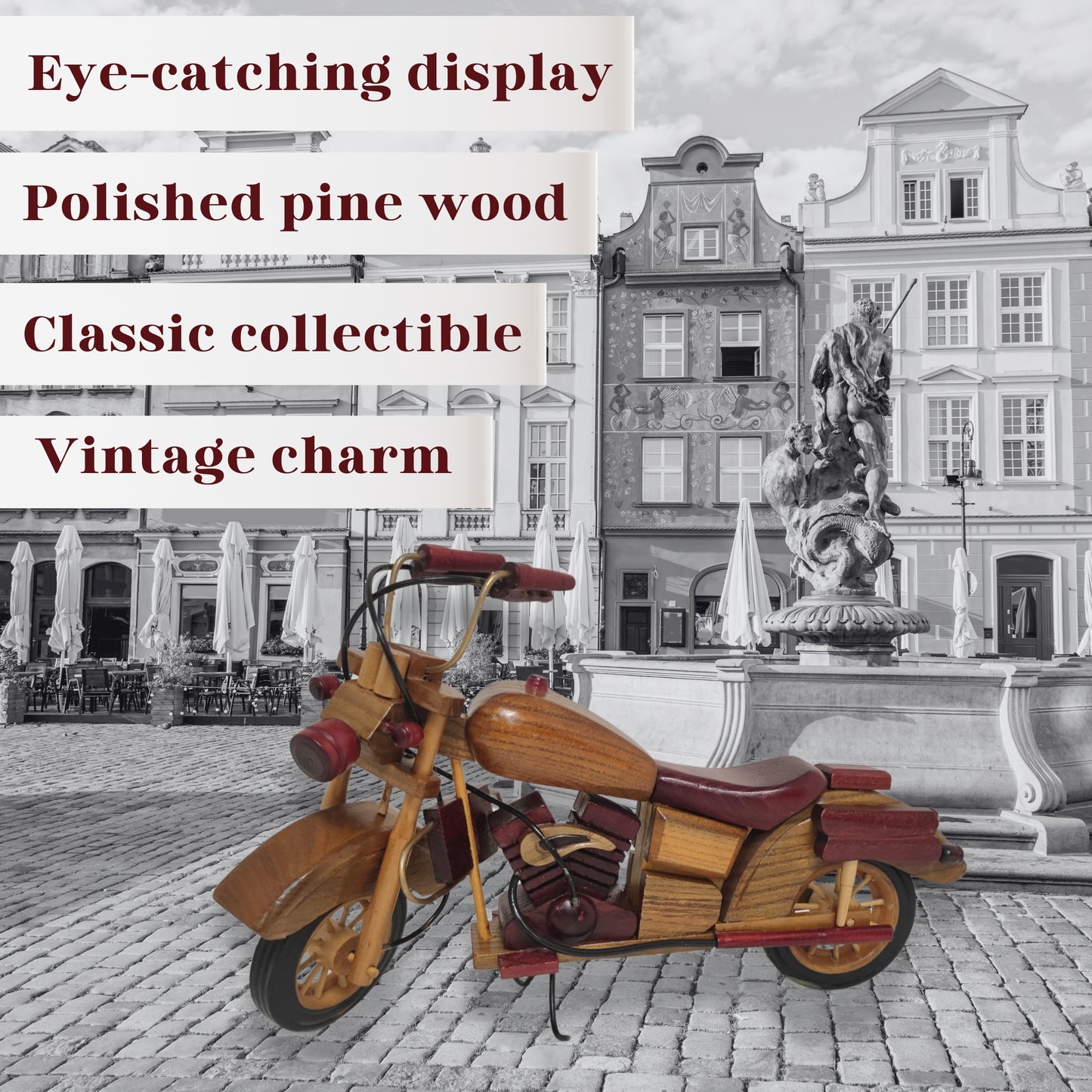 Crimson Cruiser Model Motorcycle Wooden Design Home Decor - Authentic Replicas & Models