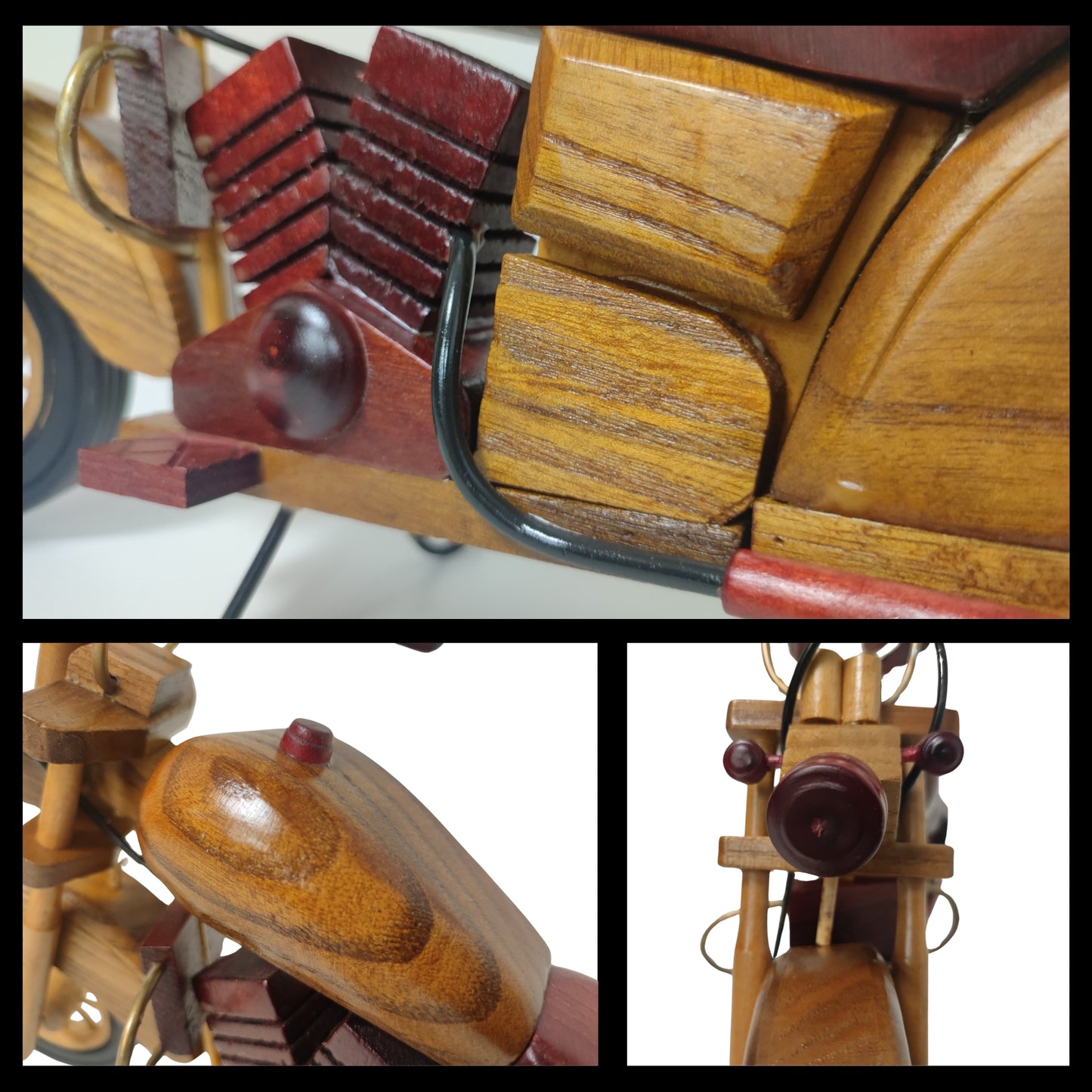 Crimson Cruiser Model Motorcycle Wooden Design Home Decor - Authentic Replicas & Models