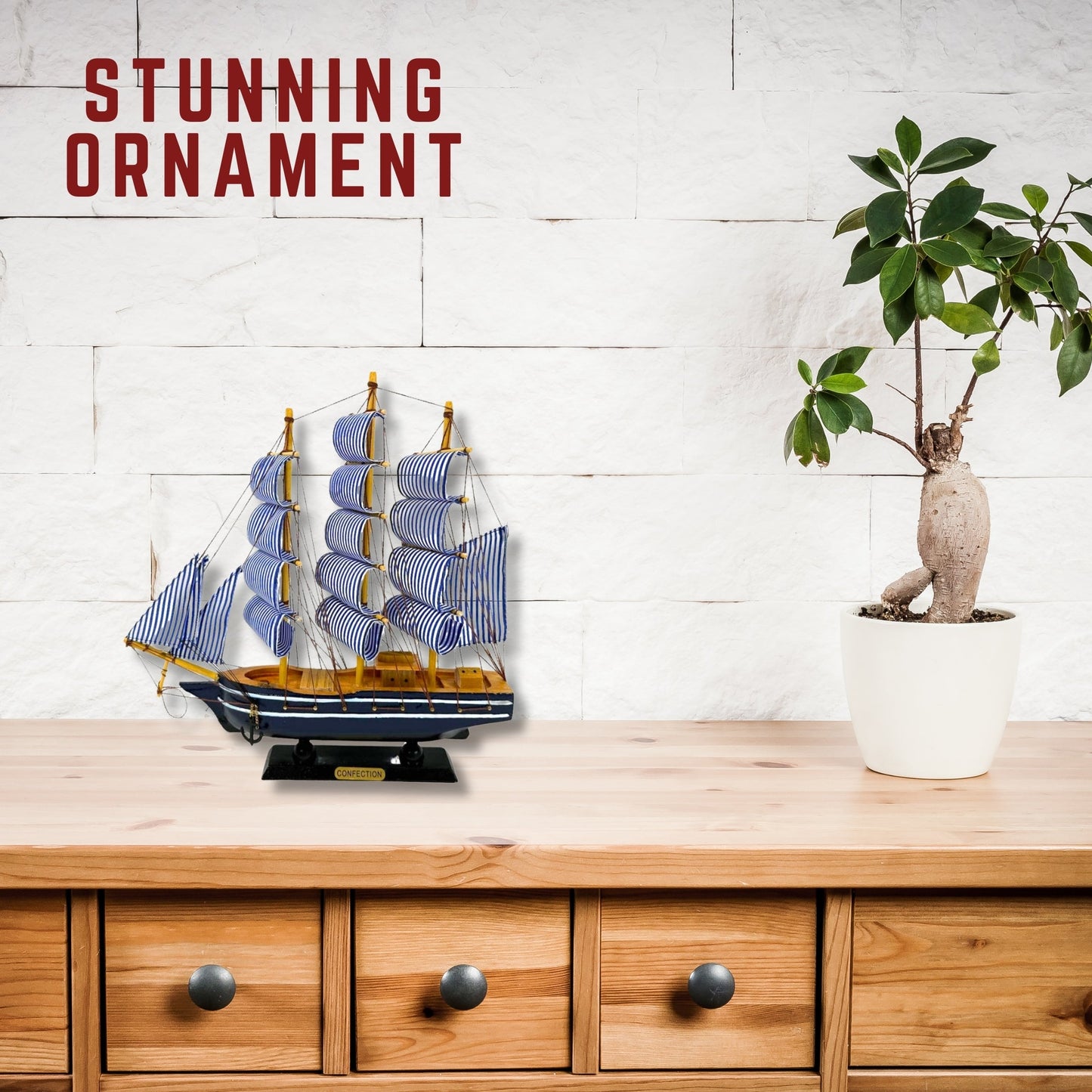 Handmade Blue Confection Ship Model 1L – 32cm x 31cm, Decorative Gift - Authentic Replicas & Models