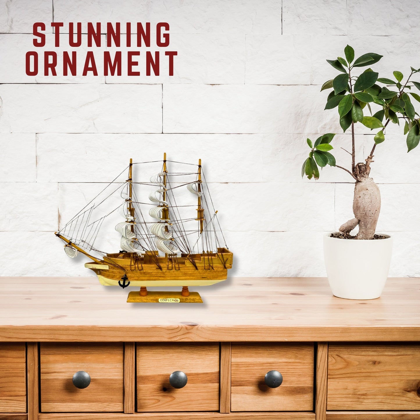 Handmade Confection Model Sea Ship 1G – 38cm with Display Stand, Fully Assembled - Authentic Replicas & Models
