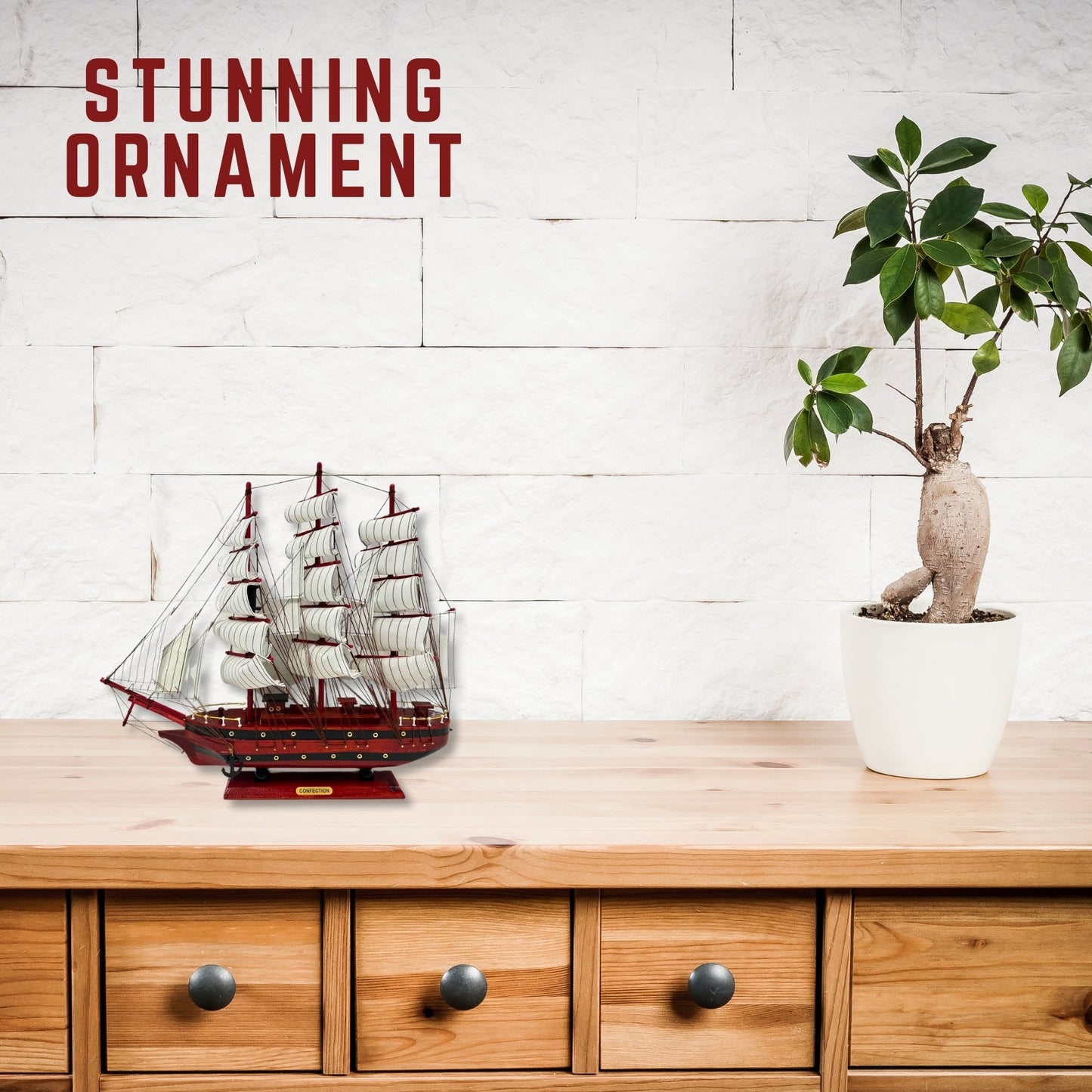 Handmade Confection Model Ship 1A – 50cm Fully Assembled with Display Stand - Authentic Replicas & Models
