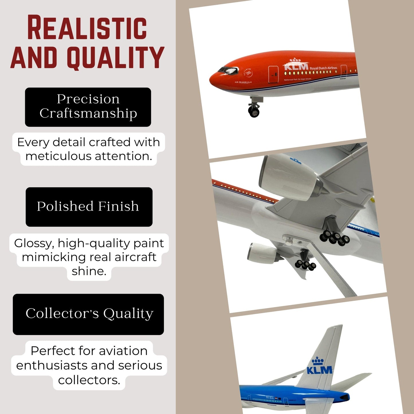 KLM 777 Model Plane Boeing Premium Large Scale Ideal Gift - Authentic Replicas & Models