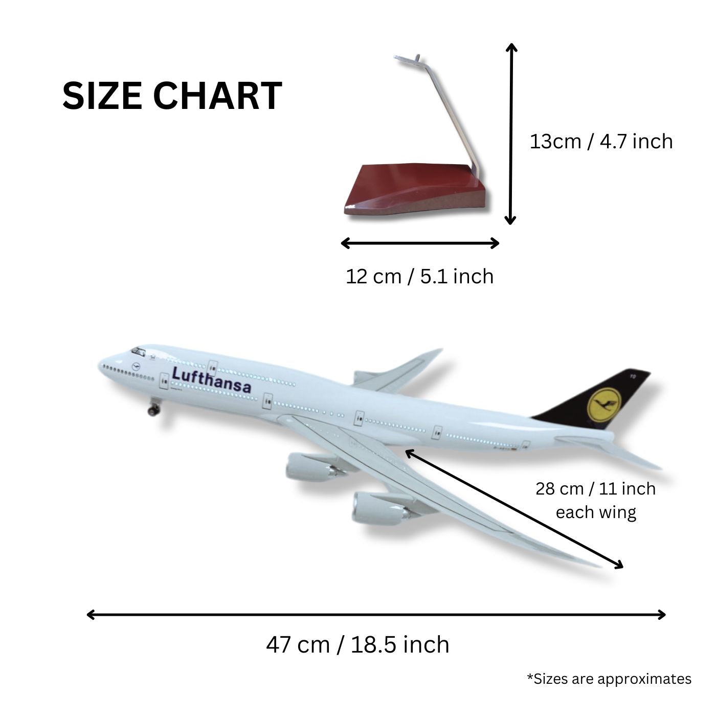 Lufthansa 747-8 Boeing Model Plane Large Scale Ideal Gift With Stand - Authentic Replicas & Models