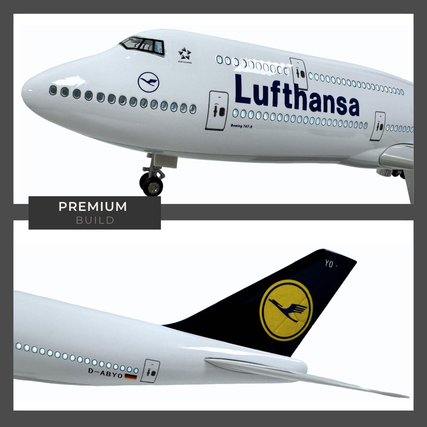 Lufthansa 747-8 Boeing Model Plane Large Scale Ideal Gift With Stand - Authentic Replicas & Models