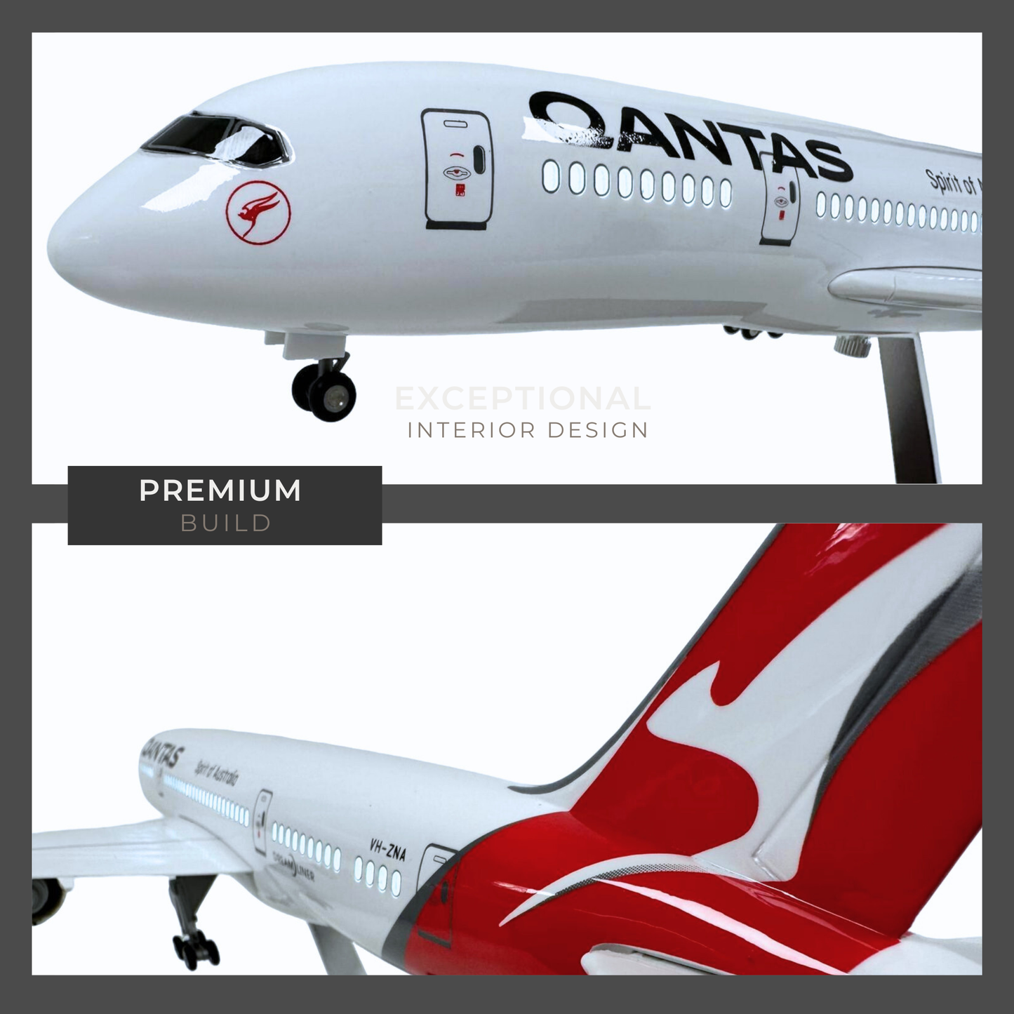 Qantas 787 Boeing Model Plane Large Scale Ideal Gift With Stand - Authentic Replicas & Models