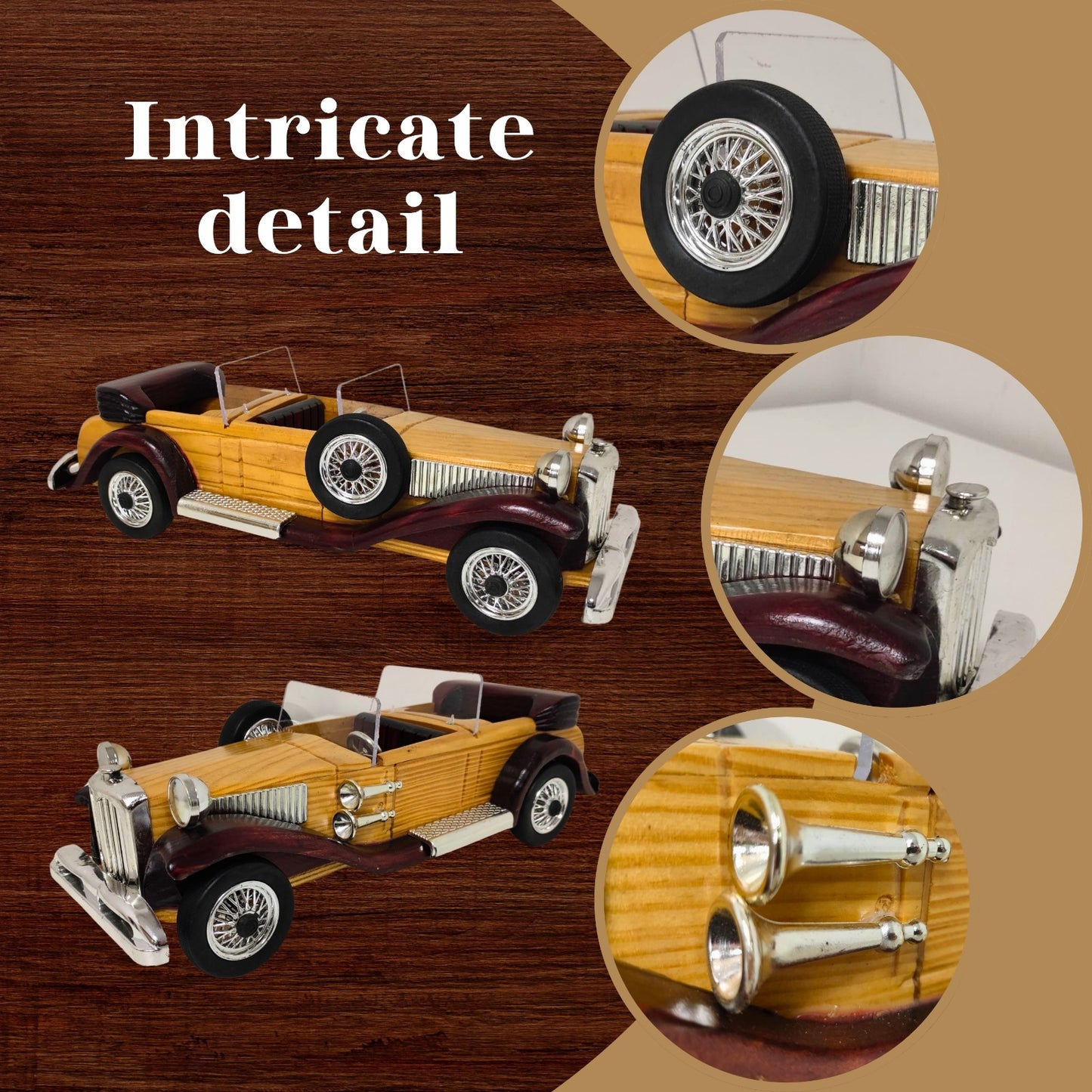 Regal Roadster Handcrafted Classic Wooden Car Model - Authentic Replicas & Models
