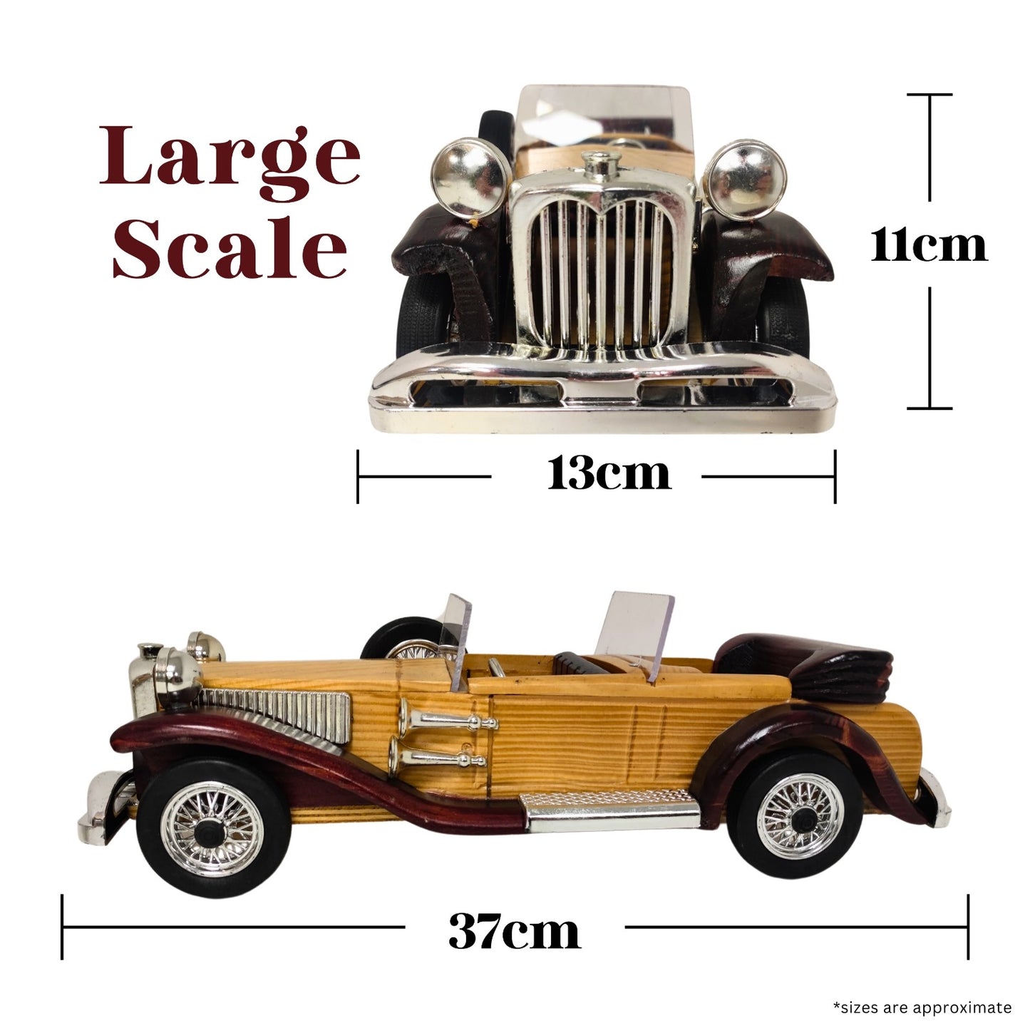 Regal Roadster Handcrafted Classic Wooden Car Model - Authentic Replicas & Models