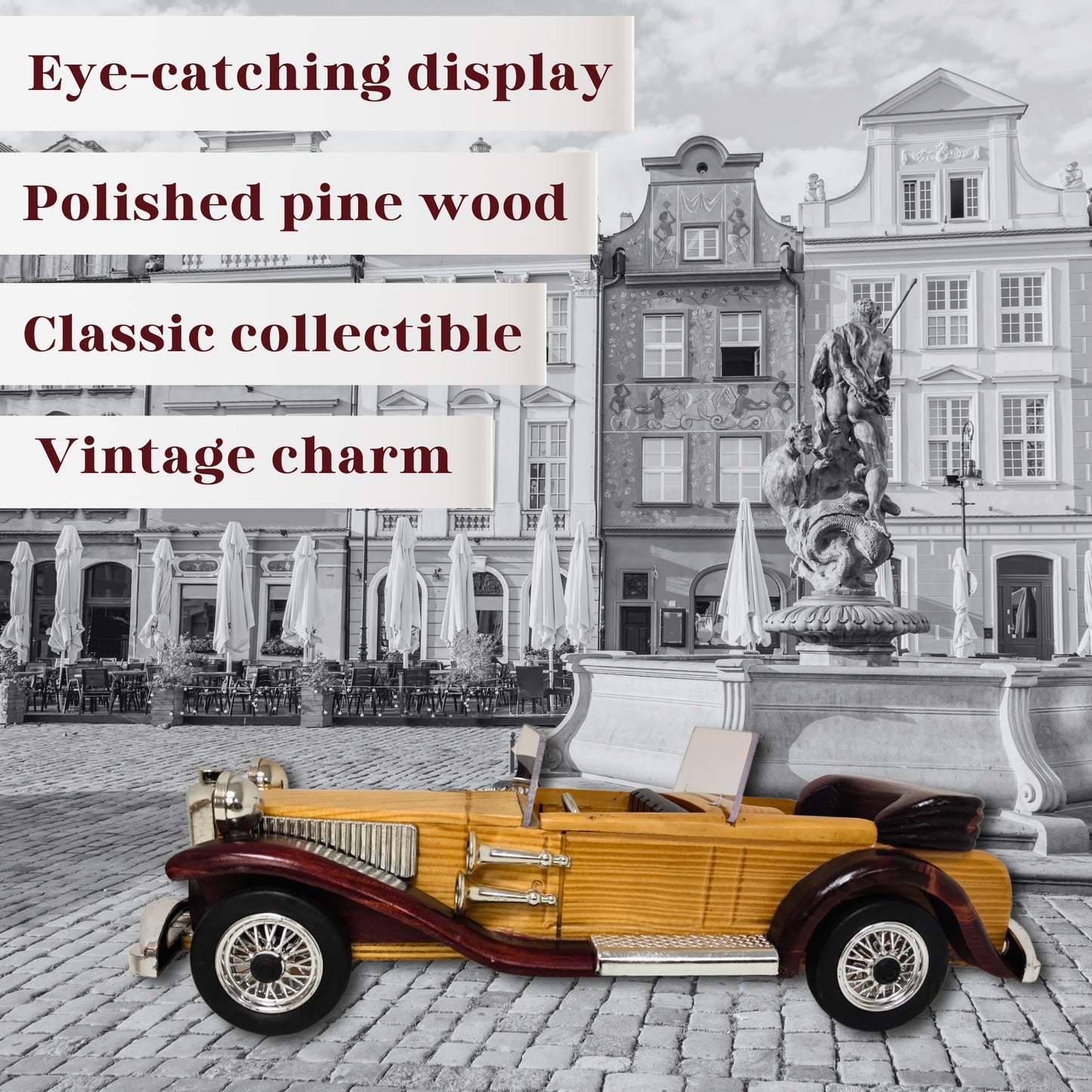 Regal Roadster Handcrafted Classic Wooden Car Model - Authentic Replicas & Models
