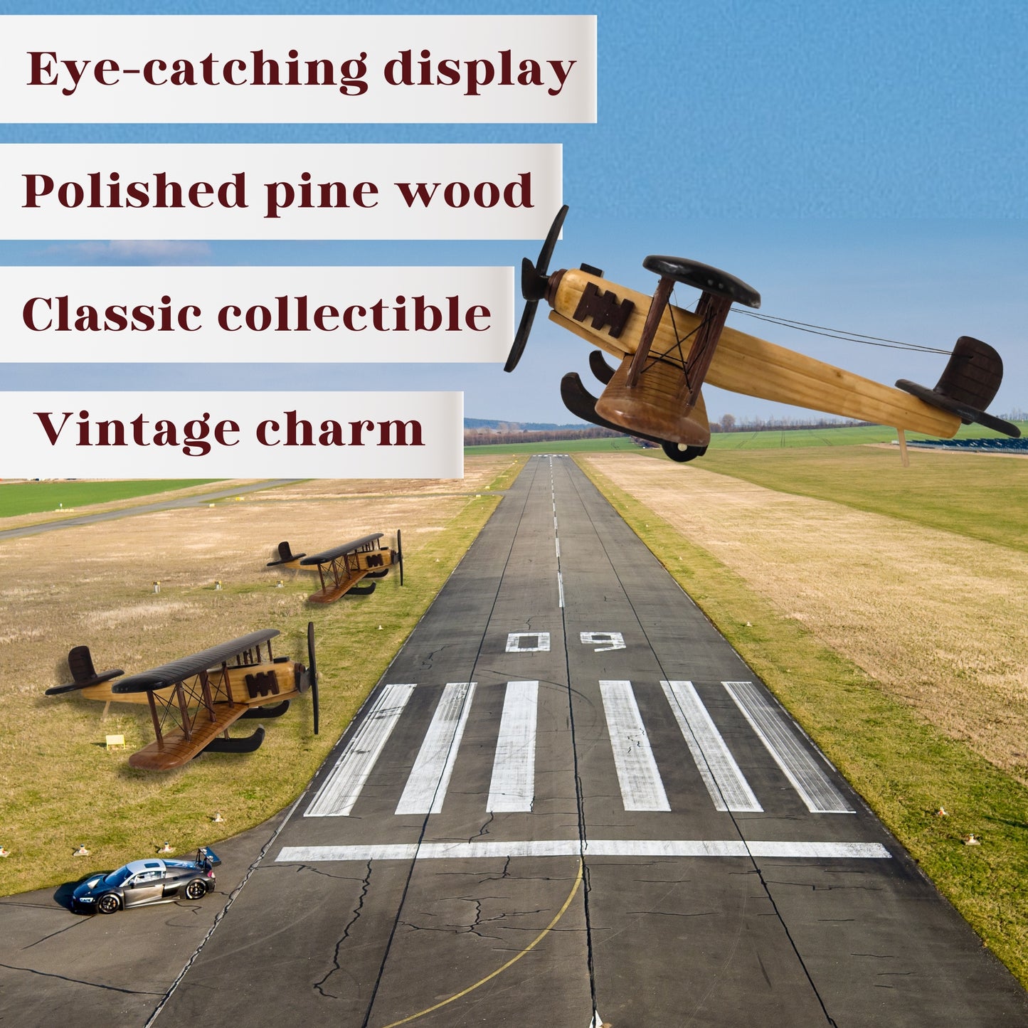 Timber Voyager Model Wooden Airplane Handcrafted Vintage - Authentic Replicas & Models
