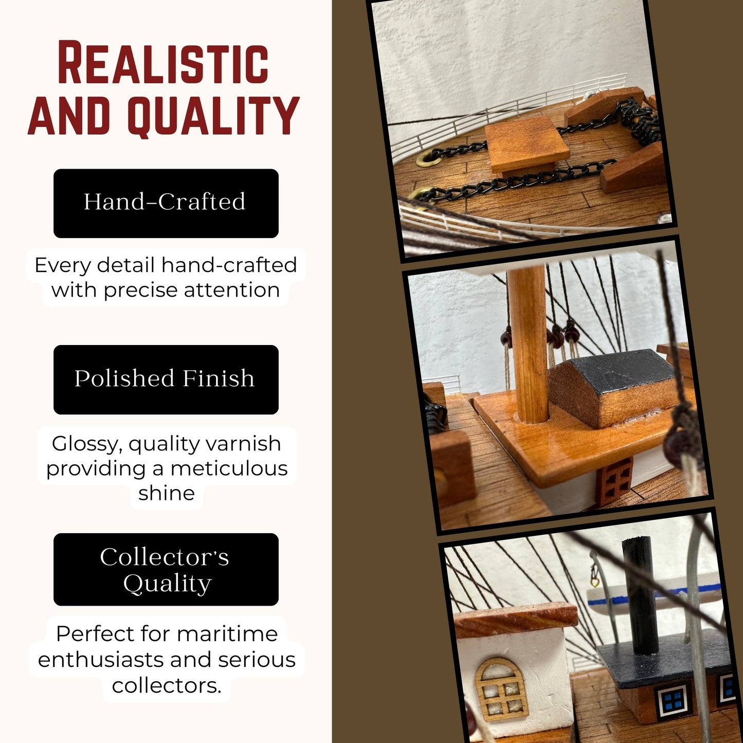 US Coast Guard Model Ship 1H – 65cm Length, Fully Assembled with Stand - Authentic Replicas & Models