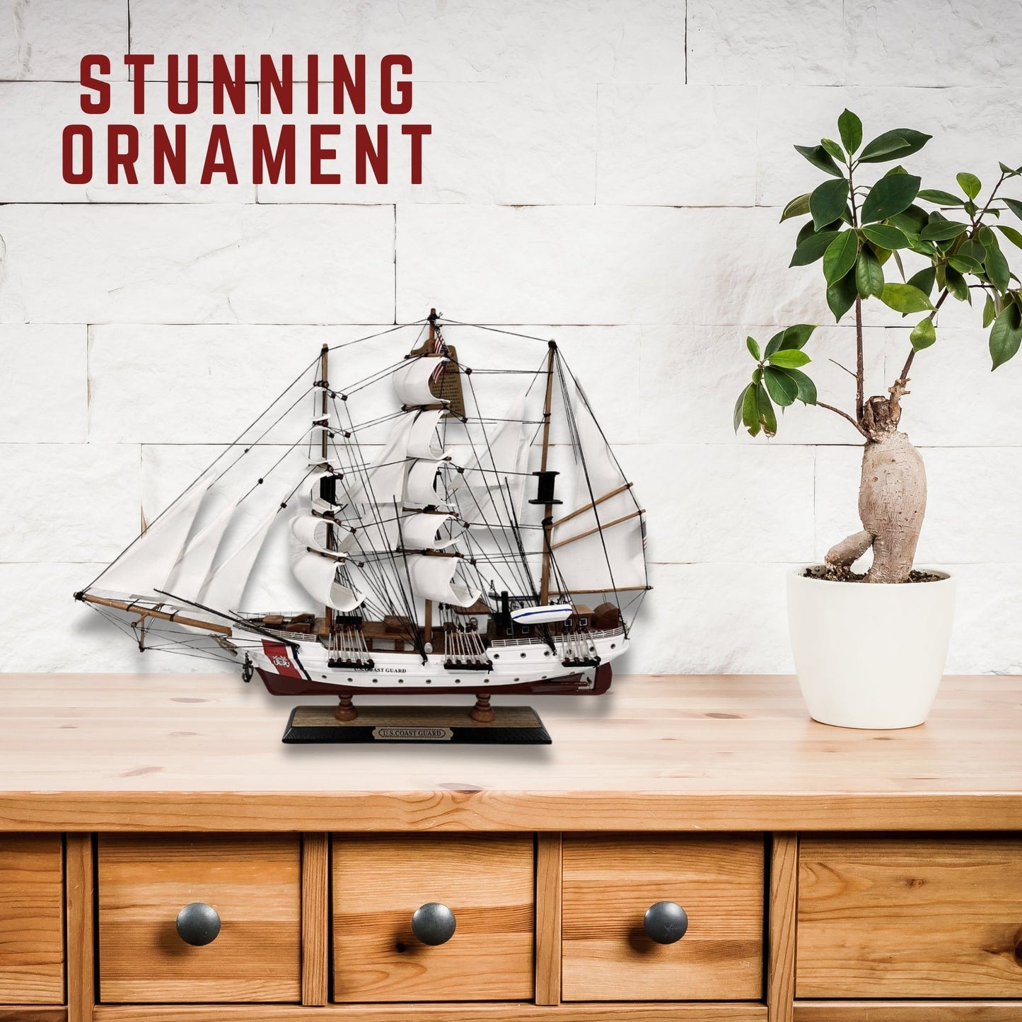 US Coast Guard Model Ship 1H – 65cm Length, Fully Assembled with Stand - Authentic Replicas & Models