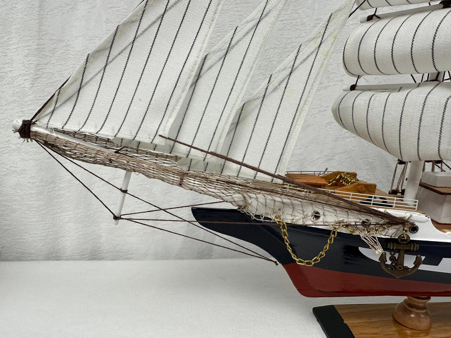 Vintage Belem Model Ship 1V – Handmade, 64cm, Fully Assembled Nautical Decor - Authentic Replicas & Models