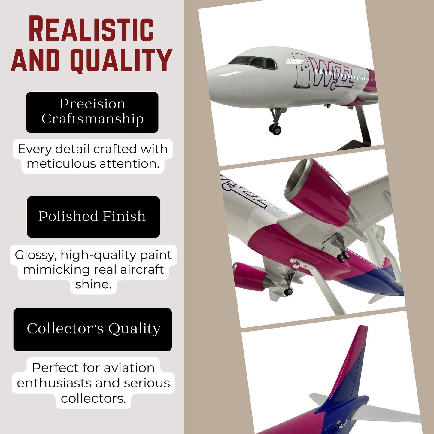 Wizzair A320 Airbus Model Plane Quality Large Scale Ideal Gift - Authentic Replicas & Models