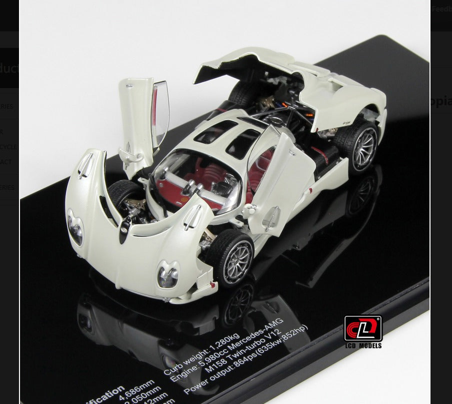 LCD Models Pagani Utopia Die-Cast Model Car 1:43 White