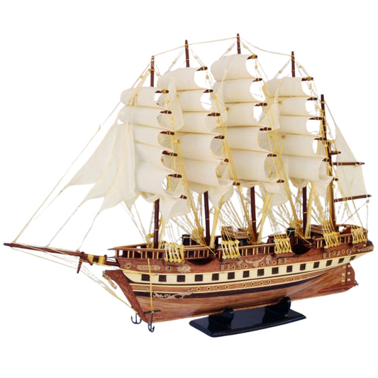French Naval Sailing Ship Model – Handmade Wooden Display 78 cm