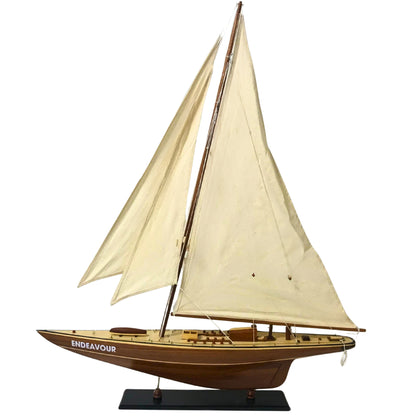 Endeavour Wooden Sailboat Model – Handmade Nautical Collectible 90 × 70 × 12 cm