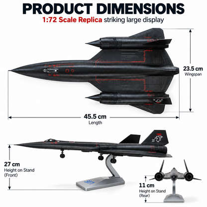 SR-71 Large Blackbird Diecast Model – 1:72 Scale USAF Recon Jet