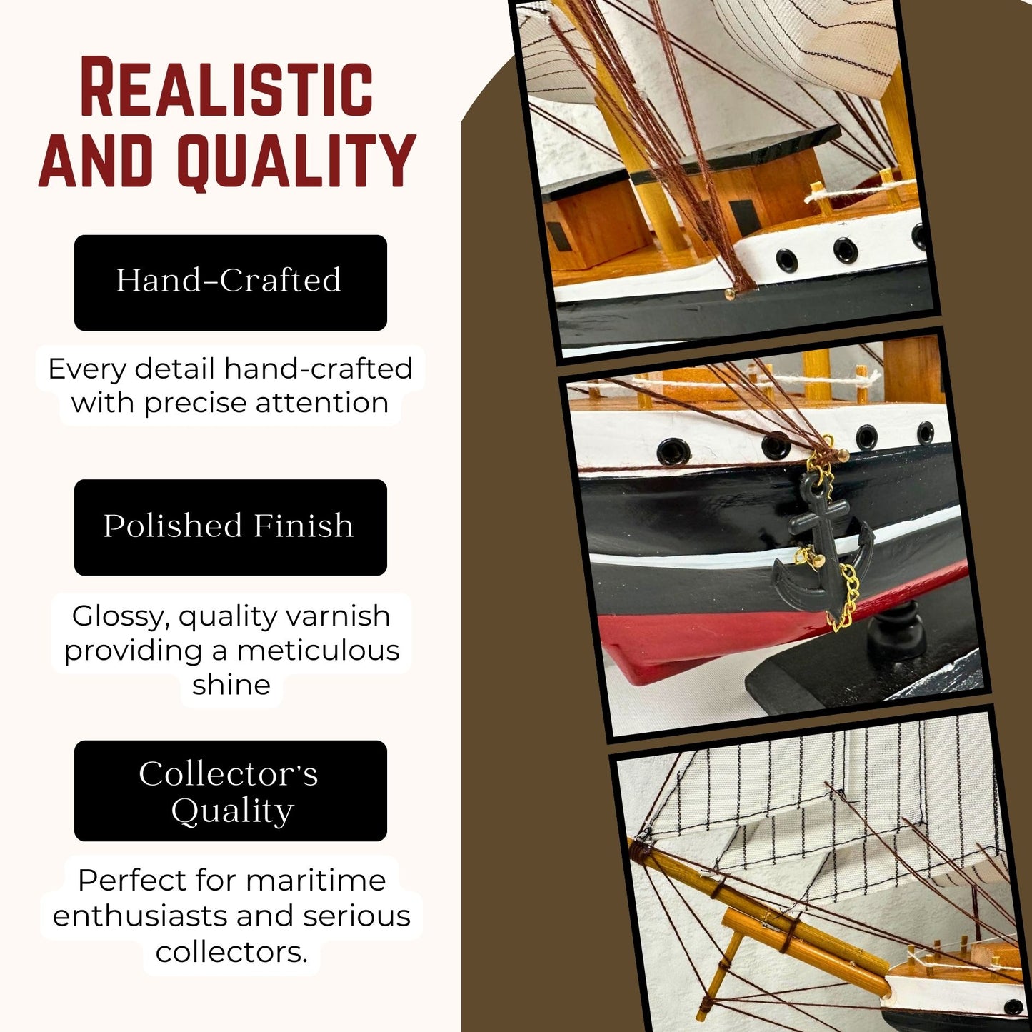 Confection Sailing Ship Model 1E – Handmade Wooden Display Ship 50 cm