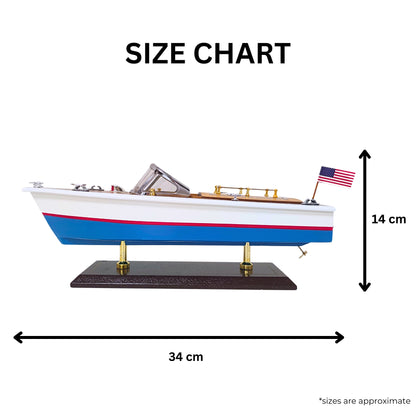 Handcrafted Wooden Model Speed Boat With Stand & Personalised Name Option