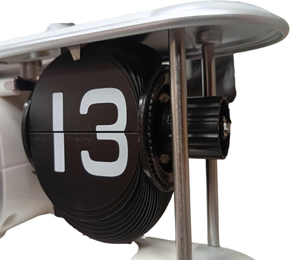 Retro Airplane Flip Clock – Vintage Biplane Novelty Desk Timepiece
