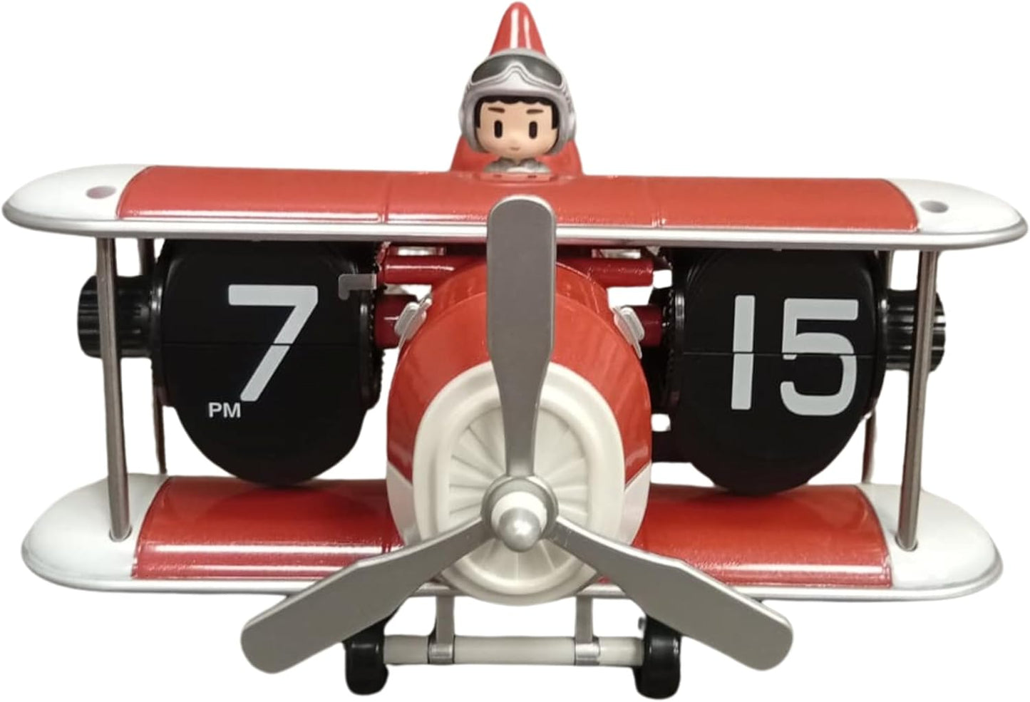 Retro Airplane Flip Clock – Vintage Biplane Novelty Desk Timepiece