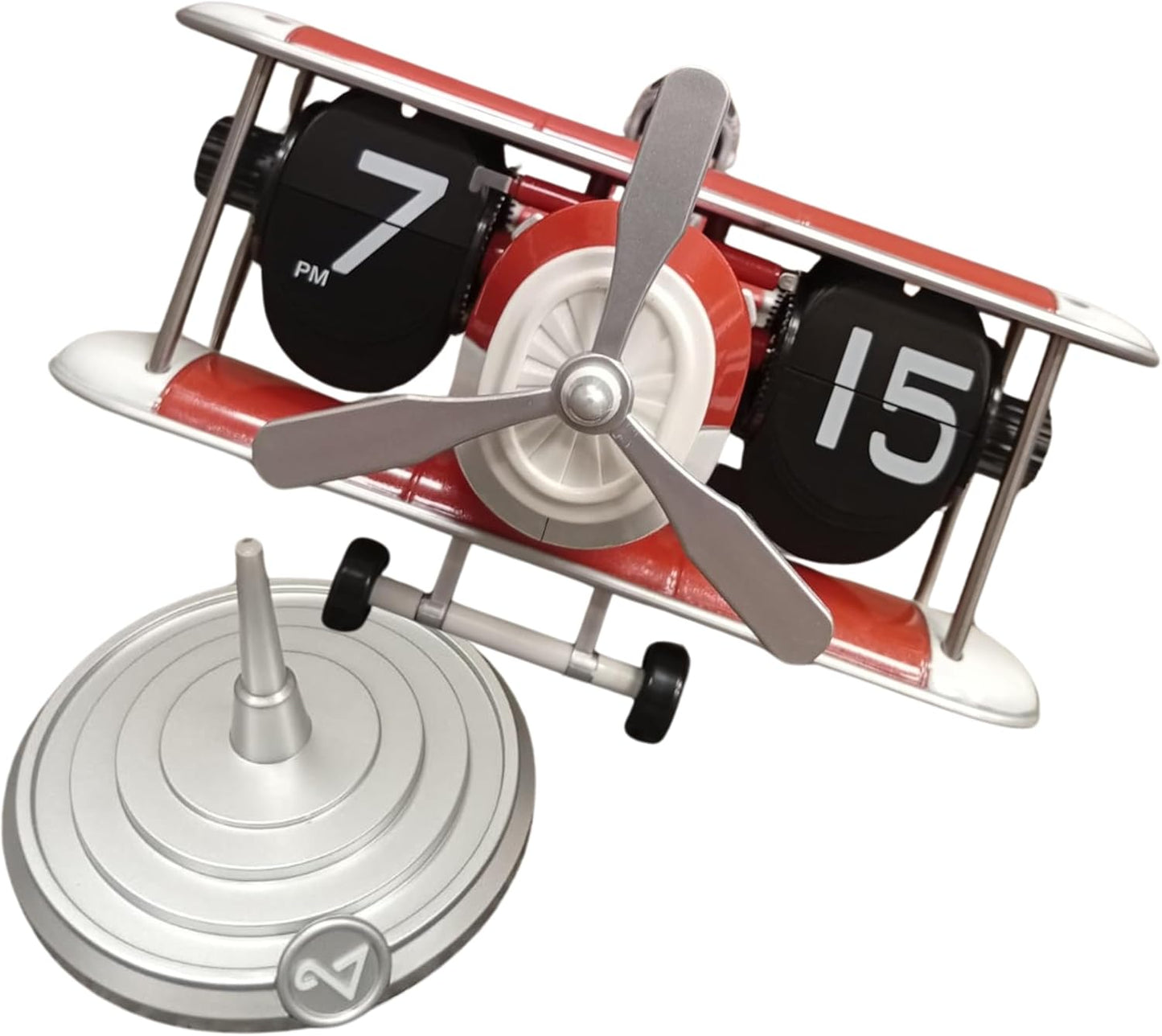Retro Airplane Flip Clock – Vintage Biplane Novelty Desk Timepiece