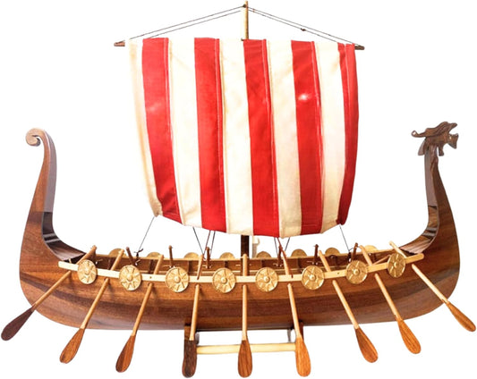 Authentic R & M Viking Drakkar Warship Large Model Ship Wooden Handcrafted 60 cm