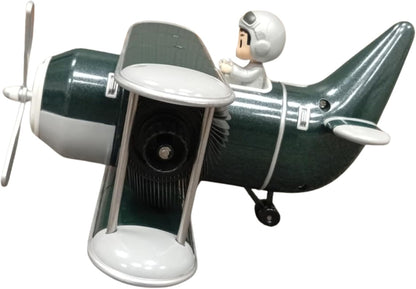 Retro Airplane Flip Clock – Vintage Biplane Novelty Desk Timepiece