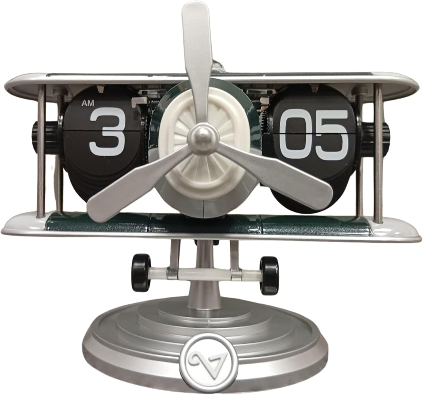 Retro Airplane Flip Clock – Vintage Biplane Novelty Desk Timepiece
