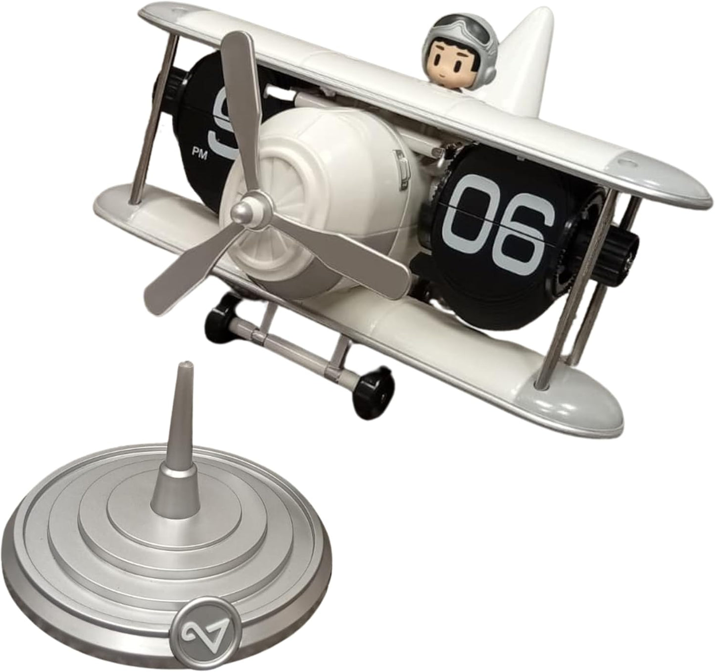 Retro Airplane Flip Clock – Vintage Biplane Novelty Desk Timepiece