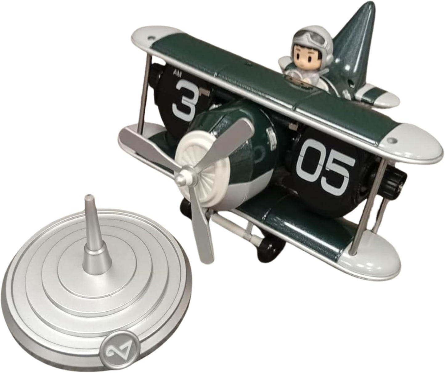 Retro Airplane Flip Clock – Vintage Biplane Novelty Desk Timepiece