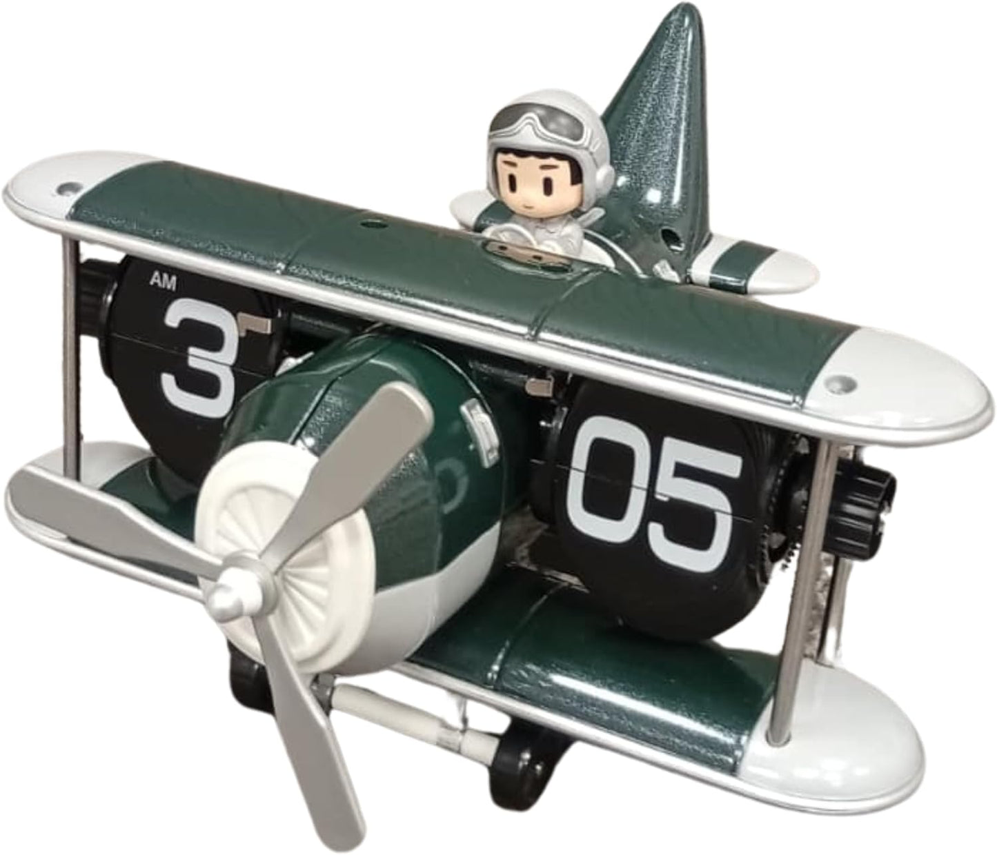Retro Airplane Flip Clock – Vintage Biplane Novelty Desk Timepiece