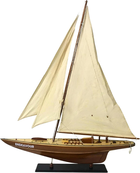 90cm Wooden Sailboat Model Enterprise Nautical Yacht Replica