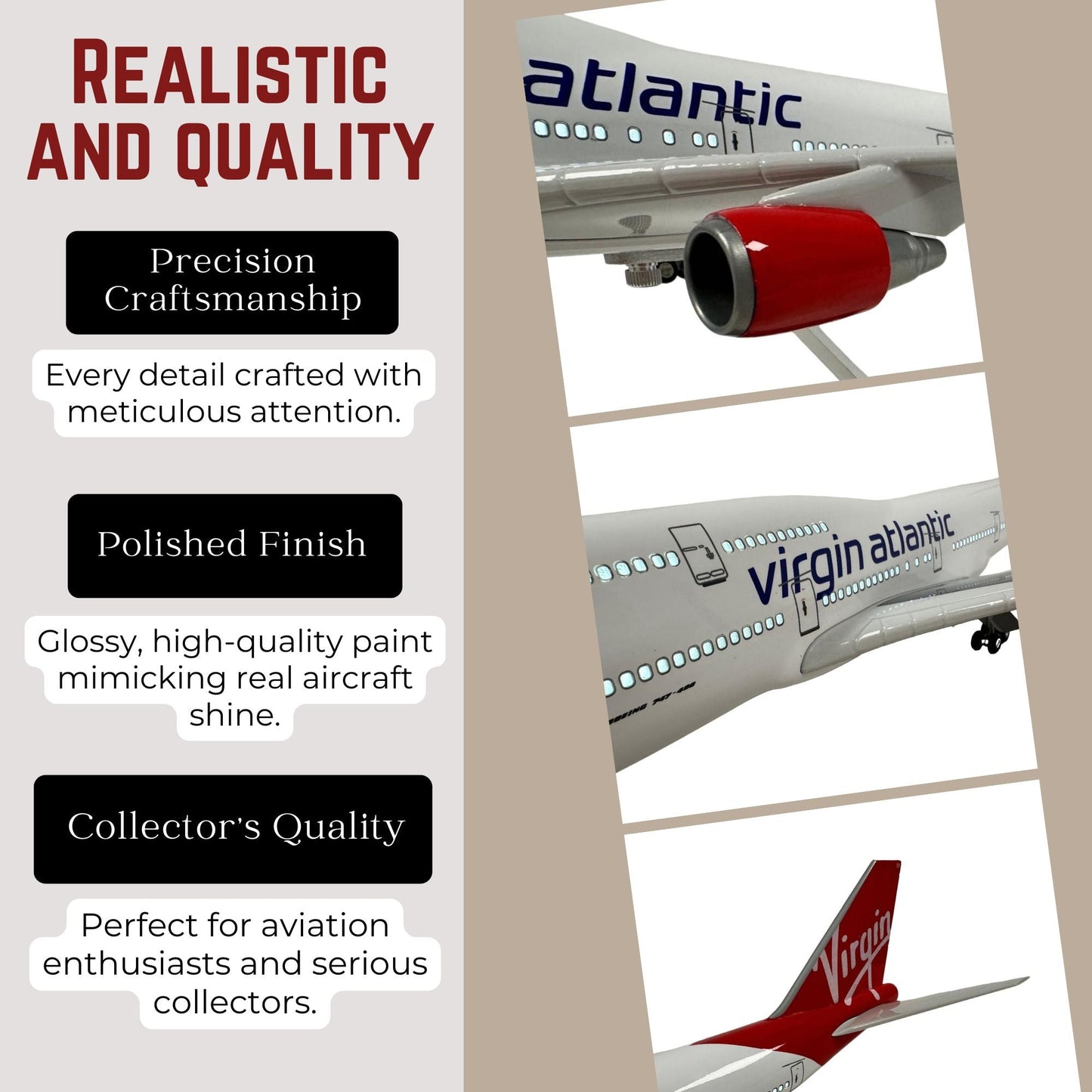 747 Boeing Model Plane Large Scale Ideal Gift Working Lights
