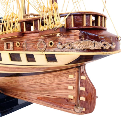 French Naval Sailing Ship Model – Handmade Wooden Display 78 cm