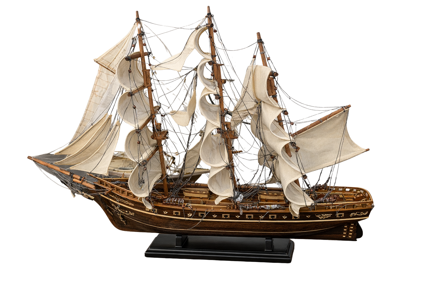 Very Large Wooden Sailing Ship Model – Handcrafted Classic Tall Ship Display 95cm Long