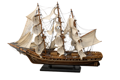 Very Large Wooden Sailing Ship Model – Handcrafted Classic Tall Ship Display 95cm Long