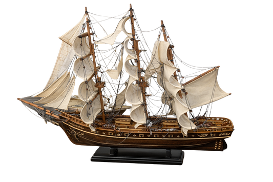 Very Large Wooden Sailing Ship Model – Handcrafted Classic Tall Ship Display 95cm Long