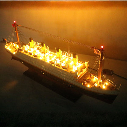 RMS Titanic Wooden Model Ship With Lights - Handcrafted Mahogany & Acacia 60 cm