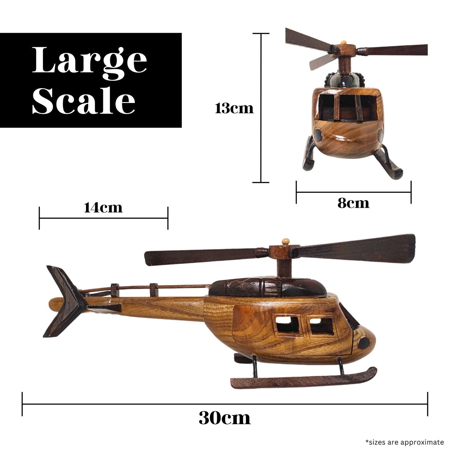 Aero Range Model Helicopter Handcrafted Wooden Vintage - Authentic Replicas & Models